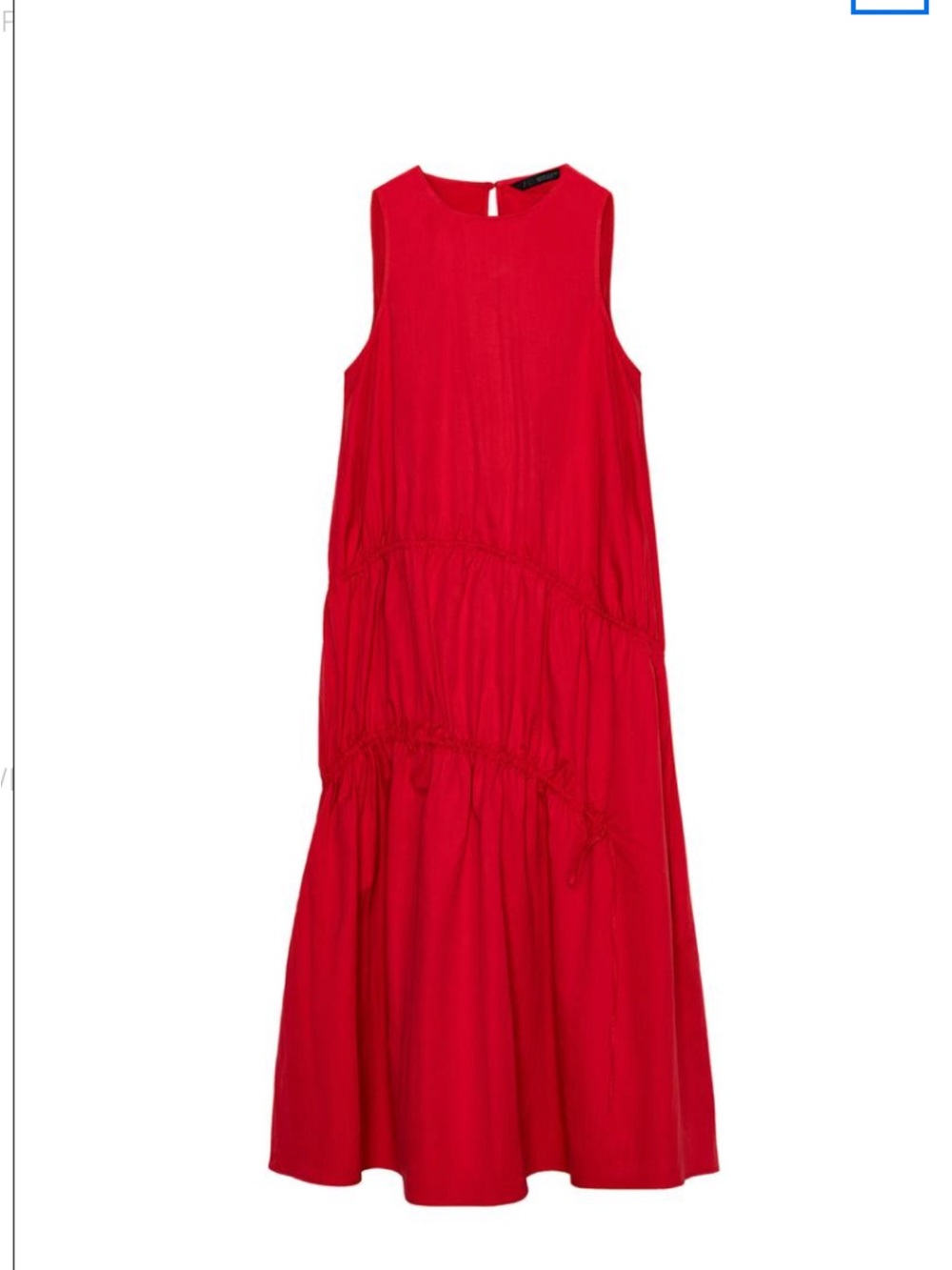 Zara Red Sleeveless Tiered Midi Dress